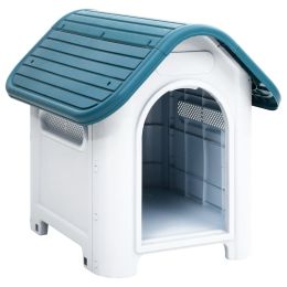 vidaXL Dog House Blue 23.2"x29.5"x26" Polypropylene