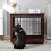 31' Length Furniture Style Pet Dog Crate Cage End Table with Wooden Structure and Iron Wire and Lockable Caters;  Medium Dog House Indoor Use.