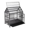 37"L x 41"H Heavy Duty Metal Dog Kennel Cage Crate with 4 Universal Wheels, Openable Pointed Top and Front Door, Black