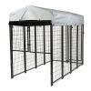 6.9 x 3.3 x 5.6 ft Dog Kennel with Waterproof Cover, Welded Wire Outdoor Dog Playpen, Black