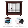 31' Length Furniture Style Pet Dog Crate Cage End Table with Wooden Structure and Iron Wire and Lockable Caters;  Medium Dog House Indoor Use.