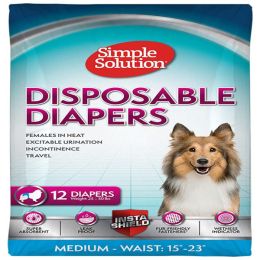 Simple Solution Disposable Diapers White Medium 12 Pack