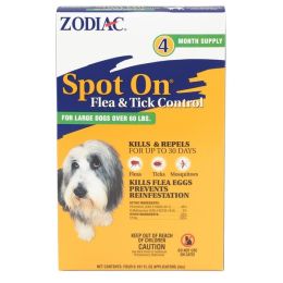 Zodiac Flea and Tick Spot On for Dogs Large Over 60 Pounds 4 Pack