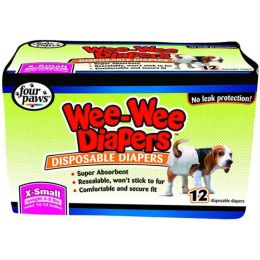 Four Paws Wee-Wee Disposable Dog Diapers 12 Count X-Small