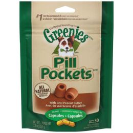 Greenies Pill Pockets Dog Treats Real Peanut Butter Flavor Capsule 30 Count 7.9 oz