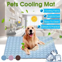 Dog Mat Cooling Summer Pad Mat For Dogs Cat Blanket Sofa Breathable Pet Dog Bed Summer Washable For Small Medium Large Dogs Car (Color: mesh cloth blue)