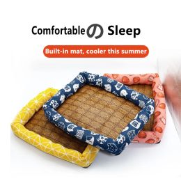 Four Seasons Universal Cool Pad Nest Large And Medium Dog Nest Cat Nest Washable Non-stick Hair Comfortable And Cool (Color: flower pattern)