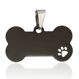 Stainless Steel Bone Shaped Pendant For Cat Collars; Metal Pendant For Pet Necklace; Pet Supplies (Color: black)