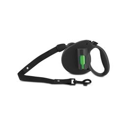 Pet Leash Retractable Leash With Green Pick-up Bags And Glow In The Dark (Color: black)