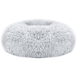 Pet Dog Bed Soft Warm Fleece Puppy Cat Bed Dog Cozy Nest Sofa Bed Cushion L Size (Color: Gray)