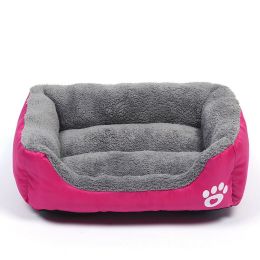 Washable Pet Dog Cat Bed Puppy Cushion House Pet Soft Warm Kennel Dog Mat Blanke (Color: Pink)